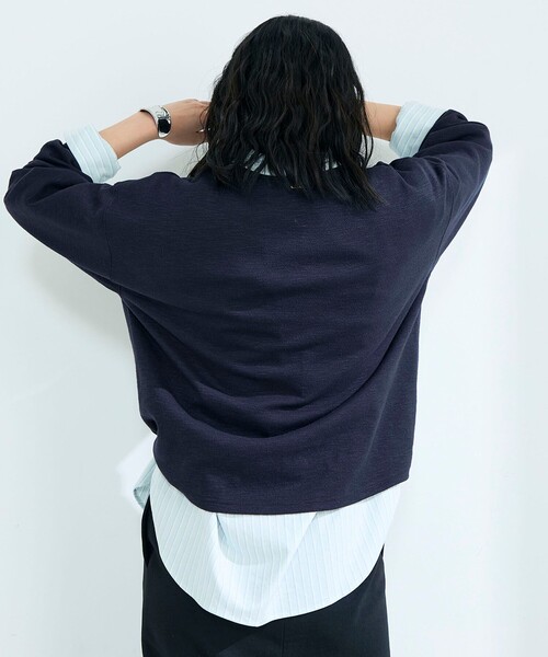 fredy emue(フレディエミュ)の「裾インゴムブークレープルオーバー(Tシャツ/カットソー・レディース・イエロー/アイボリー/ネイビー/ベージュ・38)」の18枚目の写真