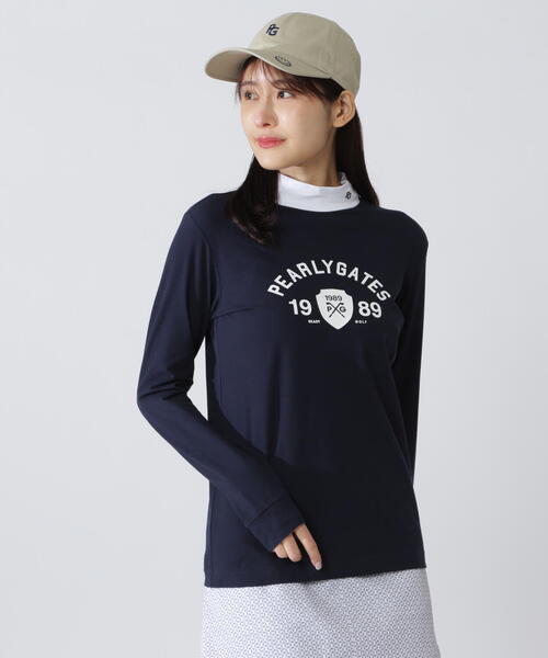 PEARLY GATES(パーリーゲイツ)の「【PEARLY GATES】80/1 36Gベアカノコ(Tシャツ/カットソー・レディース・ネイビー/ホワイト・MEDIUM/LARGE/SMALL)」の2枚目の写真