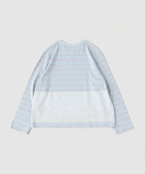 DAIRIKU（ダイリク）の「DAIRIKU / ダイリク "Daisy" Lace Print Border L-S Te（Tシャツ/カットソー・メンズ・ブルー系その他・LARGE/MEDIUM）」の2枚目の写真