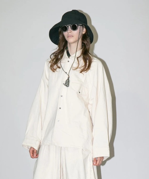 my beautiful landlet(マイビューティフルランドレット)の「【my beautiful landlet】 PIGMENT PRINT WASHED DENIM RAGLAN OVERSIZE SHIRT - kinari(シャツ/ブラウス・メンズ・キナリ・0/1)」の1枚目の写真