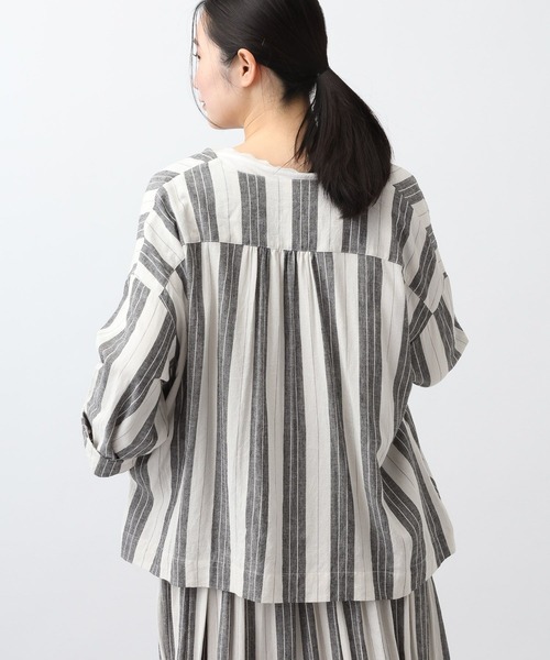 studio CLIP（スタディオクリップ）の「《natural by clip》RLストライプジャケット（ノーカラージャケット・レディース・イエロー/ブラック・FREE）」の9枚目の写真