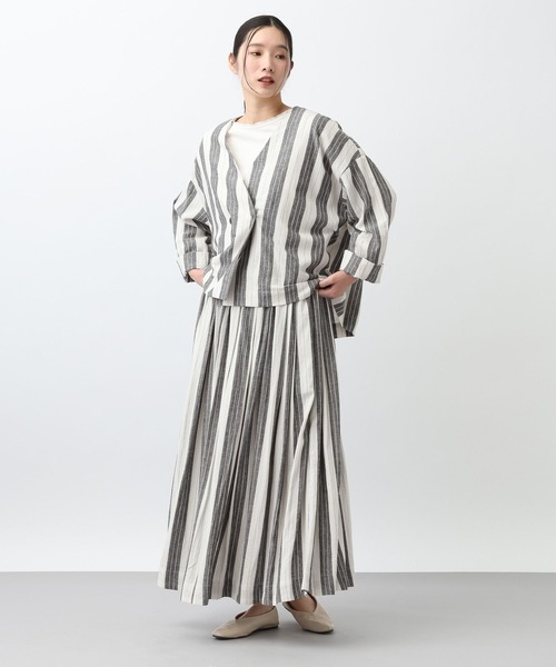 studio CLIP（スタディオクリップ）の「《natural by clip》RLストライプジャケット（ノーカラージャケット・レディース・イエロー/ブラック・FREE）」の11枚目の写真