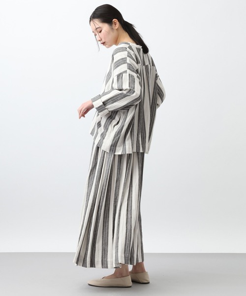 studio CLIP（スタディオクリップ）の「《natural by clip》RLストライプジャケット（ノーカラージャケット・レディース・イエロー/ブラック・FREE）」の12枚目の写真