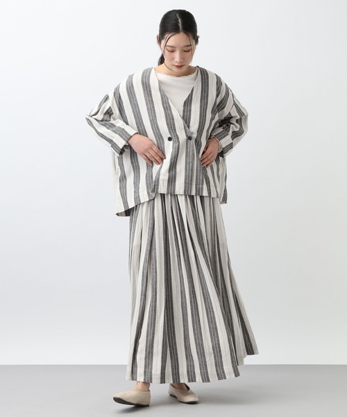 studio CLIP（スタディオクリップ）の「《natural by clip》RLストライプジャケット（ノーカラージャケット・レディース・イエロー/ブラック・FREE）」の17枚目の写真