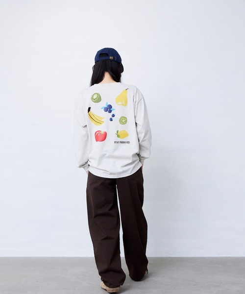 Fluffy BROTHERS(フラッフィーブラザーズ)の「フルーツロンT(大人サイズ)(Tシャツ/カットソー・メンズ・オートミール・XL/L/M)」の8枚目の写真