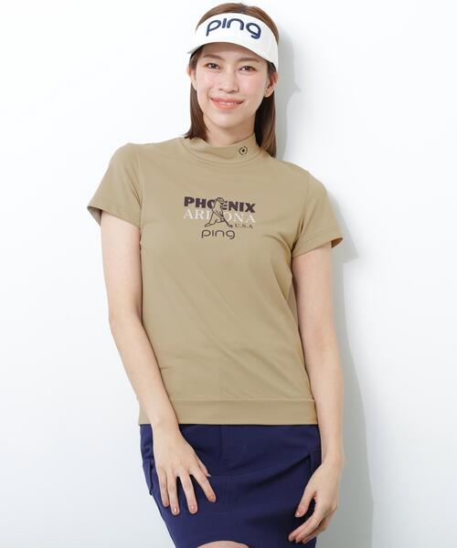 PING（ピン）の「【PING APPAREL】Ｍｒ．ＰＩＮＧプリント半袖ハイネックシャツ（Tシャツ/カットソー・レディース・ネイビー/レッド/ベージュ/ホワイト・S/LL/M/L）」の2枚目の写真