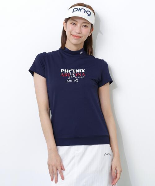 PING（ピン）の「【PING APPAREL】Ｍｒ．ＰＩＮＧプリント半袖ハイネックシャツ（Tシャツ/カットソー・レディース・ネイビー/レッド/ベージュ/ホワイト・S/LL/M/L）」の3枚目の写真