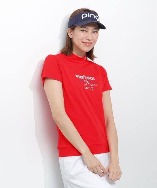 PING（ピン）の「【PING APPAREL】Ｍｒ．ＰＩＮＧプリント半袖ハイネックシャツ（Tシャツ/カットソー・レディース・ネイビー/レッド/ベージュ/ホワイト・S/LL/M/L）」の4枚目の写真