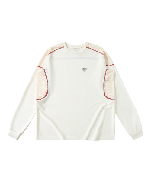 BUTTON SEOUL(ボタンソウル)の「エアフロー メッシュパネル ロングスリーブ(3カラー)(Tシャツ/カットソー・メンズ・ホワイト/ブラック/パープル・MEDIUM/LARGE/X-LARGE)」の2枚目の写真
