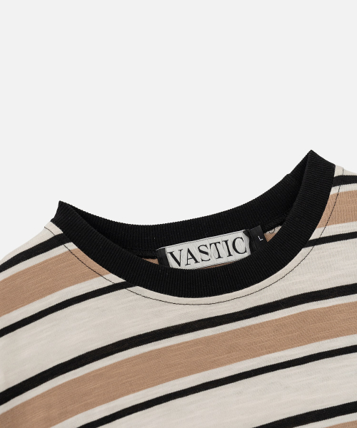 VASTIC(バスティック)の「26ストライプロングスリーブ_ベージュ/アイボリー(Tシャツ/カットソー・メンズ・ベージュ・MEDIUM/LARGE)」の3枚目の写真