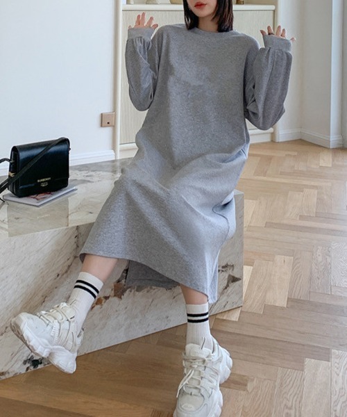 SallyLunn(サリーラン)の「リラックス ロングカットワンピース(ワンピース・レディース・ブラック/グレー・FREE)」の6枚目の写真
