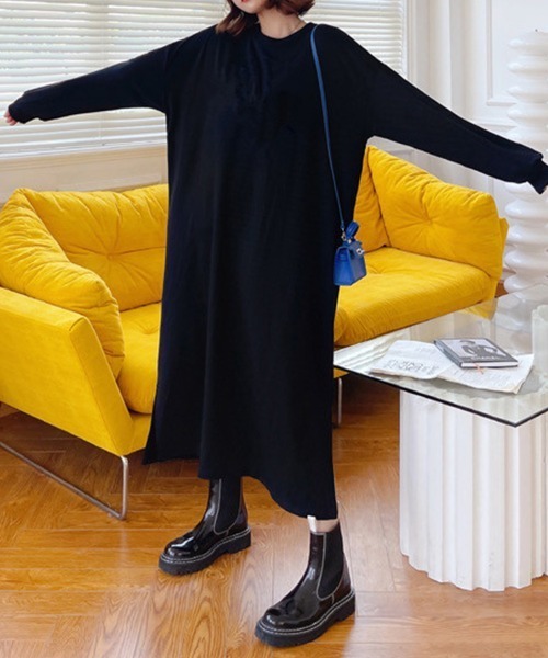 SallyLunn(サリーラン)の「リラックス ロングカットワンピース(ワンピース・レディース・ブラック/グレー・FREE)」の8枚目の写真