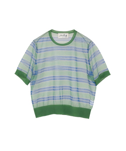 martinique（マルティニーク）の「【l’heritage martinique/レリタージュ マルティニーク】シアーボーダープルオーバー（カーディガン/ボレロ・レディース・グリーン/サックスブルー・FREE）」の2枚目の写真