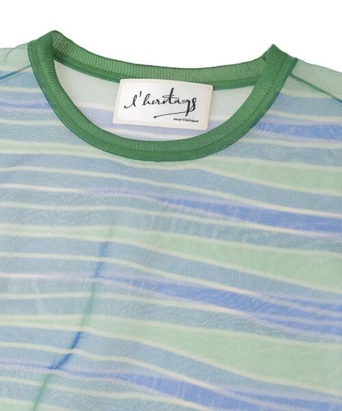 martinique（マルティニーク）の「【l’heritage martinique/レリタージュ マルティニーク】シアーボーダープルオーバー（カーディガン/ボレロ・レディース・グリーン/サックスブルー・FREE）」の4枚目の写真