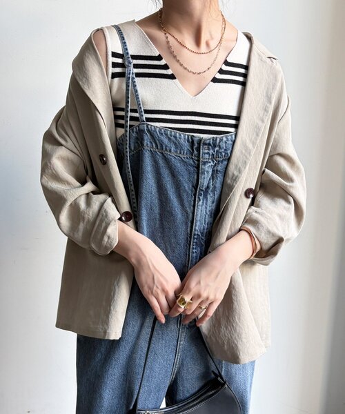 DouDou（ドゥドゥ）の「【WEB限定】ボーダーニットタンク（ニット/セーター・レディース・グレー/オフホワイト/ブラック・FREE）」の10枚目の写真