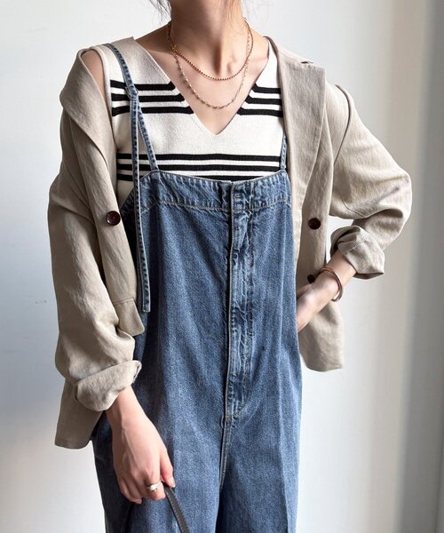 DouDou（ドゥドゥ）の「【WEB限定】ボーダーニットタンク（ニット/セーター・レディース・グレー/オフホワイト/ブラック・FREE）」の11枚目の写真