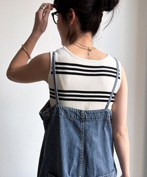 DouDou（ドゥドゥ）の「【WEB限定】ボーダーニットタンク（ニット/セーター・レディース・グレー/オフホワイト/ブラック・FREE）」の15枚目の写真