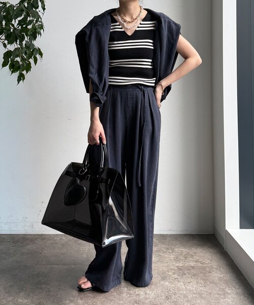 DouDou（ドゥドゥ）の「【WEB限定】ボーダーニットタンク（ニット/セーター・レディース・グレー/オフホワイト/ブラック・FREE）」の17枚目の写真