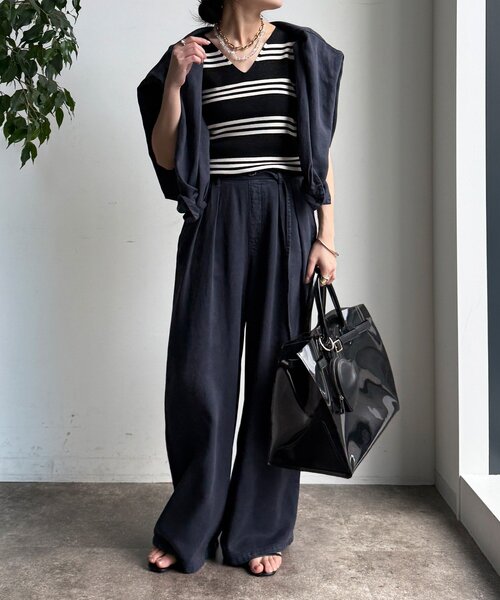 DouDou（ドゥドゥ）の「【WEB限定】ボーダーニットタンク（ニット/セーター・レディース・グレー/オフホワイト/ブラック・FREE）」の18枚目の写真