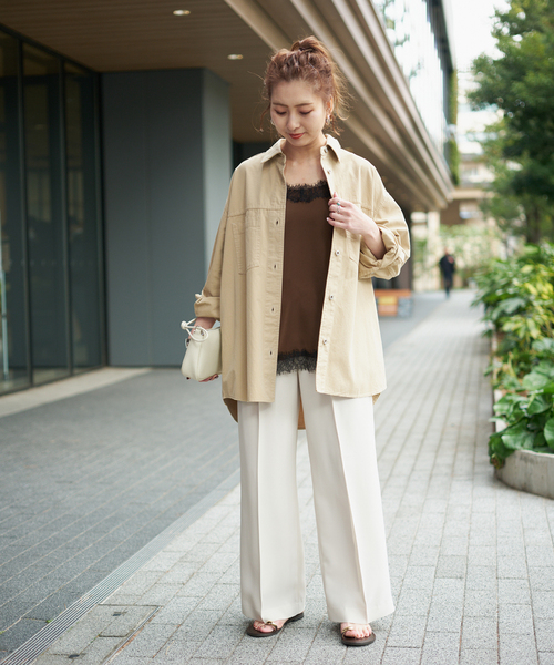 Spick & Span（スピックアンドスパン）の「サテンレースキャミソール（キャミソール・レディース・ブラウン/ネイビー/ホワイト・FREE）」の5枚目の写真