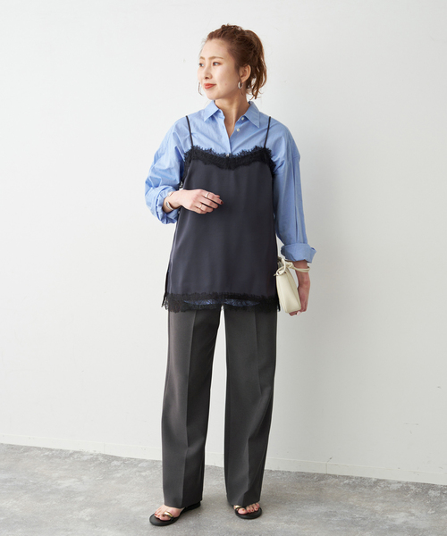 Spick & Span（スピックアンドスパン）の「サテンレースキャミソール（キャミソール・レディース・ブラウン/ネイビー/ホワイト・FREE）」の6枚目の写真