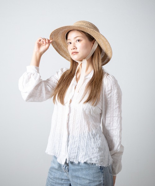 RACAL（ラカル）の「Kampi Border Lace Hat / キャンピボーダーレース編みサンハット（ハット・レディース・ナチュラル・FREE）」の17枚目の写真