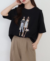 Anna Nicola ガールプリント半袖Tシャツ