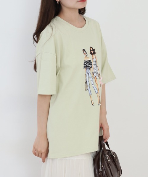 Anna Nicola(アンナニコラ)の「Anna Nicola ガールプリント半袖Tシャツ(Tシャツ/カットソー・レディース・ブラック/オフホワイト/ライム・38)」の19枚目の写真