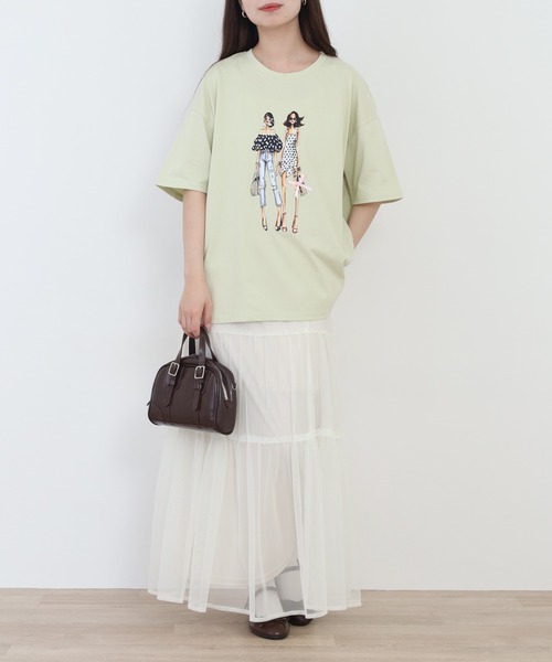 Anna Nicola(アンナニコラ)の「Anna Nicola ガールプリント半袖Tシャツ(Tシャツ/カットソー・レディース・ブラック/オフホワイト/ライム・38)」の20枚目の写真
