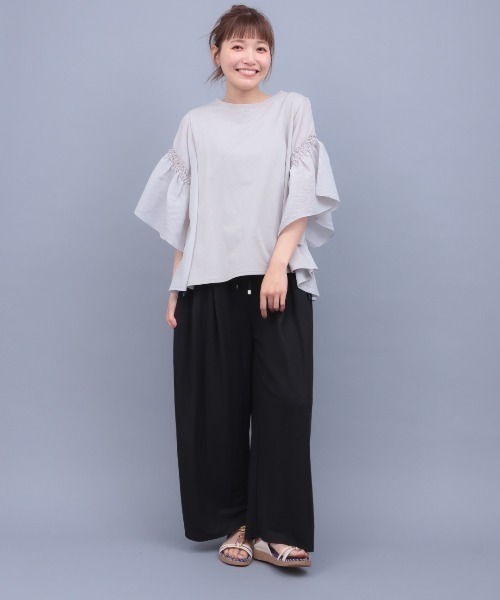 チチカカ(チチカカ)の「接触冷感 鹿の子ワイドパンツ(その他パンツ・レディース・ブラウン/マスタード/ブラック・FREE)」の4枚目の写真
