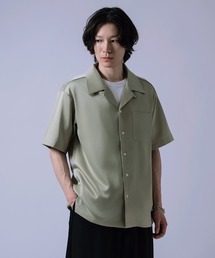 サテンタッチ 開襟 半袖シャツ
