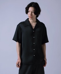 サテンタッチ 開襟 半袖シャツ