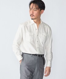 SHIPS: ウォッシュド ホワイト デニム ウエスタン シャツ