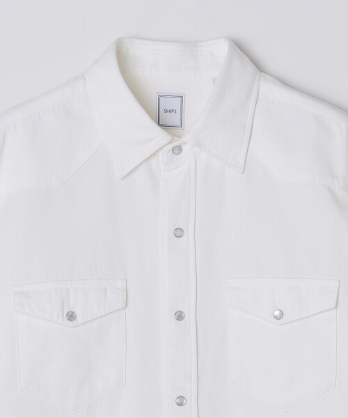 SHIPS(シップス)の「SHIPS: ウォッシュド ホワイト デニム ウエスタン シャツ(シャツ/ブラウス・メンズ・ホワイト・SMALL/MEDIUM/LARGE/X-LARGE)」の10枚目の写真