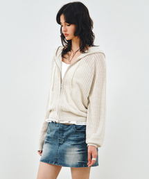 クロシェニットフードジップアップライトベージュMDCD040LBEIGE