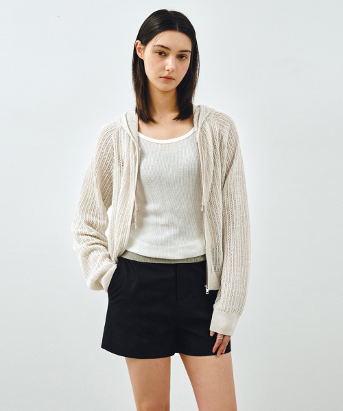 MONGDOL(モンドル)の「クロシェニットフードジップアップライトベージュMDCD040LBEIGE(カーディガン/ボレロ・レディース・その他・F)」の5枚目の写真