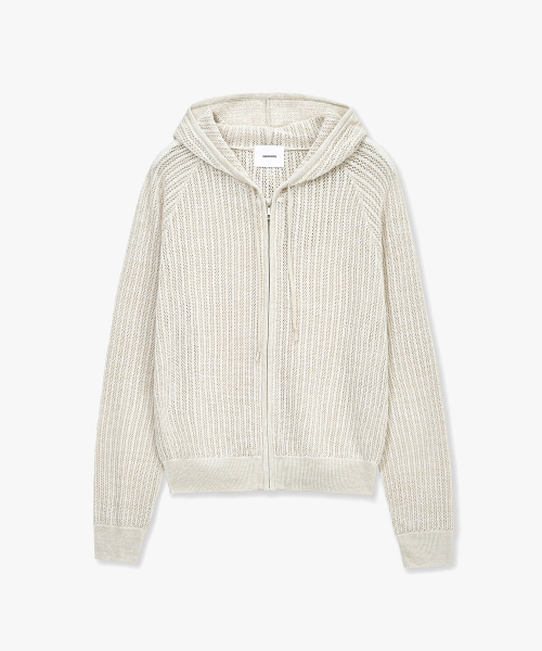MONGDOL(モンドル)の「クロシェニットフードジップアップライトベージュMDCD040LBEIGE(カーディガン/ボレロ・レディース・その他・F)」の6枚目の写真