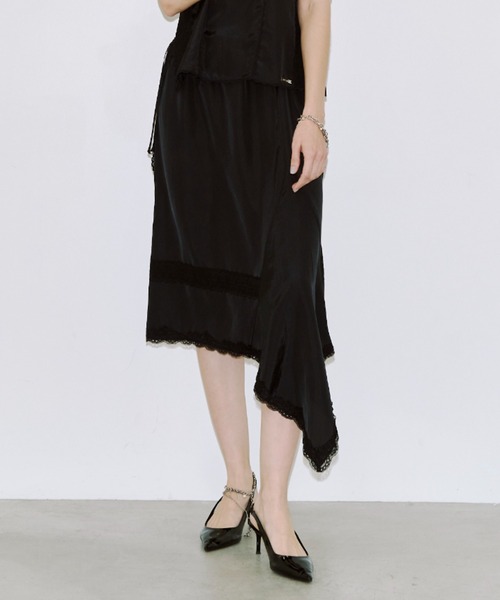 JOSE MOON（ジョゼムーン）の「CROSS OVER LACE SKIRT/クロスオーバーレーススカート（スカート・レディース・イエロー系その他/ブラック/ホワイト・FREE）」の3枚目の写真