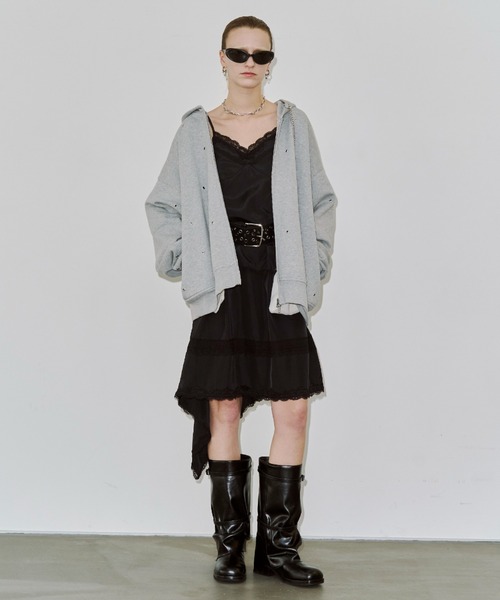 JOSE MOON（ジョゼムーン）の「CROSS OVER LACE SKIRT/クロスオーバーレーススカート（スカート・レディース・イエロー系その他/ブラック/ホワイト・FREE）」の4枚目の写真