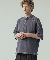 【SLICK/スリック】Pigment Dye Henley Neck T-Shirt/ピグメントダイ ヘンリーネックTシャツ