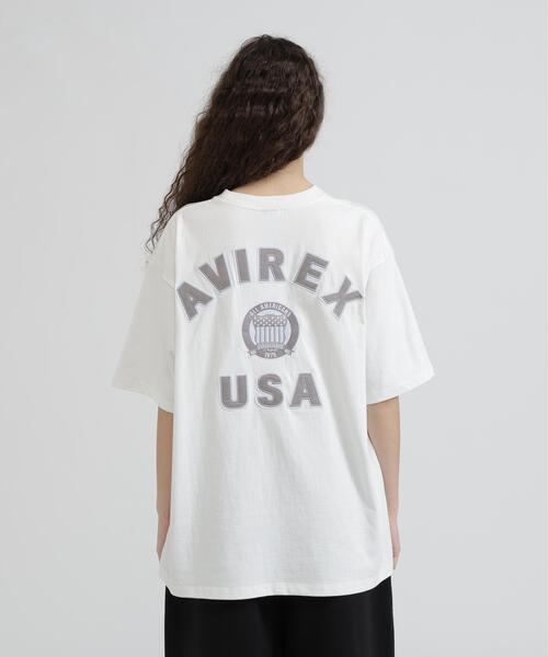 AVIREX(アヴィレックス)の「《WEB&DEPOT限定》VARSITY SS T-SHIRT(Tシャツ/カットソー・レディース・ブラック/レッド系その他4/ホワイト/ピンク・F)」の17枚目の写真