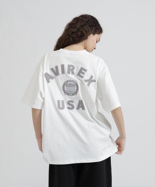 AVIREX(アヴィレックス)の「《WEB&DEPOT限定》VARSITY SS T-SHIRT(Tシャツ/カットソー・レディース・ブラック/レッド系その他4/ホワイト/ピンク・F)」の2枚目の写真