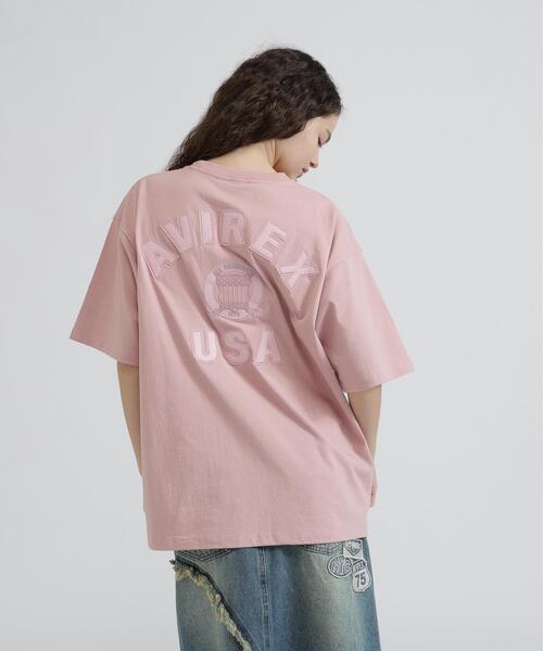 AVIREX(アヴィレックス)の「《WEB&DEPOT限定》VARSITY SS T-SHIRT(Tシャツ/カットソー・レディース・ブラック/レッド系その他4/ホワイト/ピンク・F)」の4枚目の写真