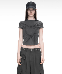 HEART BRAID HOODIE T-SHIRT CHARCOAL