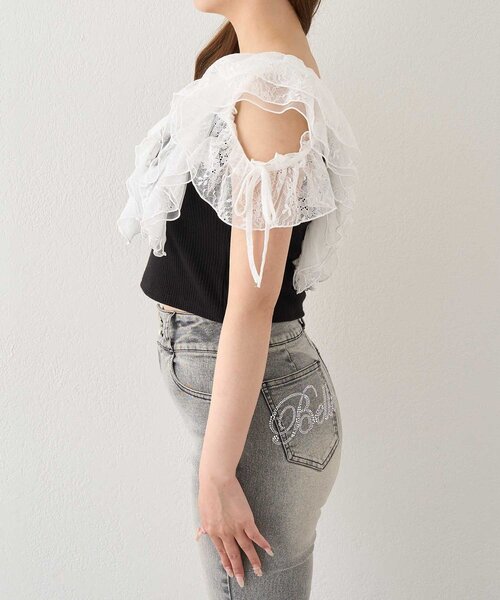 OLIVE des OLIVE(オリーブデオリーブ)の「【Belle Charme】Elegant Frill Lace Tops(Tシャツ/カットソー・レディース・トップグレー/ブラック/オフホワイト・FREE)」の11枚目の写真