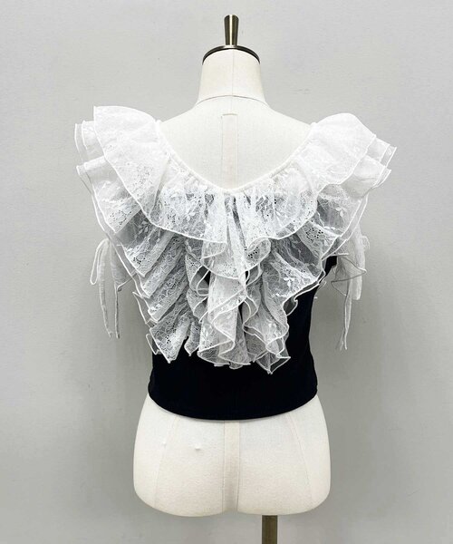 OLIVE des OLIVE(オリーブデオリーブ)の「【Belle Charme】Elegant Frill Lace Tops(Tシャツ/カットソー・レディース・トップグレー/ブラック/オフホワイト・FREE)」の19枚目の写真