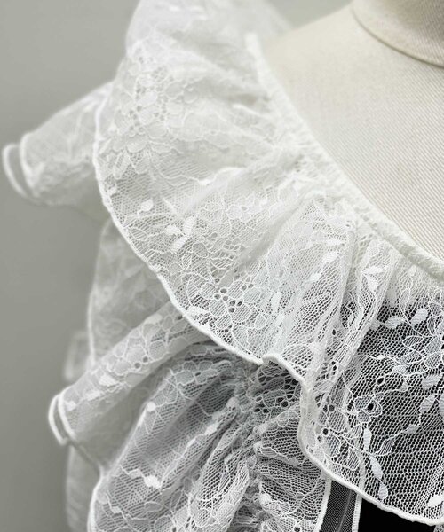 OLIVE des OLIVE(オリーブデオリーブ)の「【Belle Charme】Elegant Frill Lace Tops(Tシャツ/カットソー・レディース・トップグレー/ブラック/オフホワイト・FREE)」の22枚目の写真