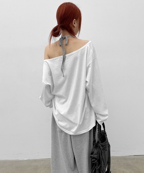 BLACKUP（ブラックアップ）の「[MADE] シースルールーズフィットヘンリーネック長袖Tシャツ（Tシャツ/カットソー・レディース・ネイビー/ホワイト/グレー・FREE）」の20枚目の写真