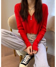 inst.ALL（インストール）の「クロップド丈ダブルジップニットフーディー（カーディガン/ボレロ）」