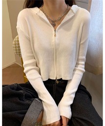 inst.ALL（インストール）の「クロップド丈ダブルジップニットフーディー（カーディガン/ボレロ）」